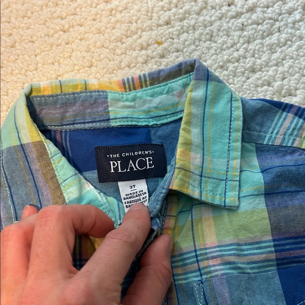OshKosh B'gosh Blue and Green Plaid Button Down Shirt